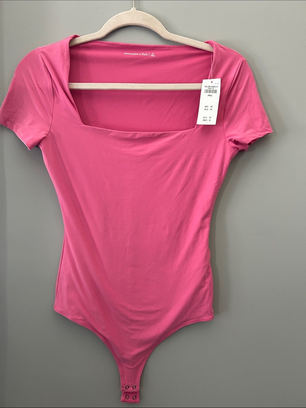 Abercrombie & Fitch Hot Pink Square Neck Short Sleeve Bodysuit